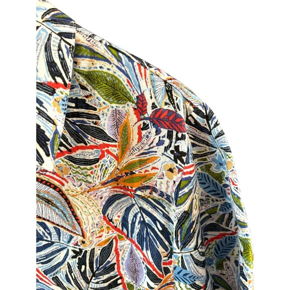 C&C California Botanical Print Linen Shirt Dress Medium Resort Wear Coastal Chic - Picture 3 of 6